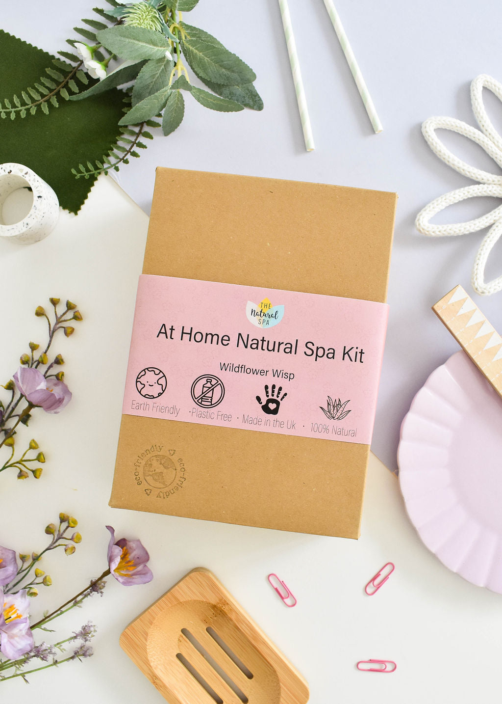 Wildflower Wisp At Home Spa Set | Natural Relaxation Gift | Bath & Body Care Kit | Vegan, Plastic-Free Self-Care