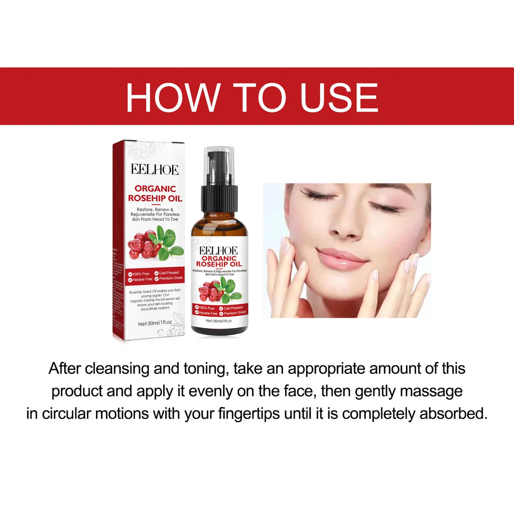 Rosehip Oil Anti-Ageing Face Serum — Deep Hydration, Wrinkle Reduction & Brightening (30ml)