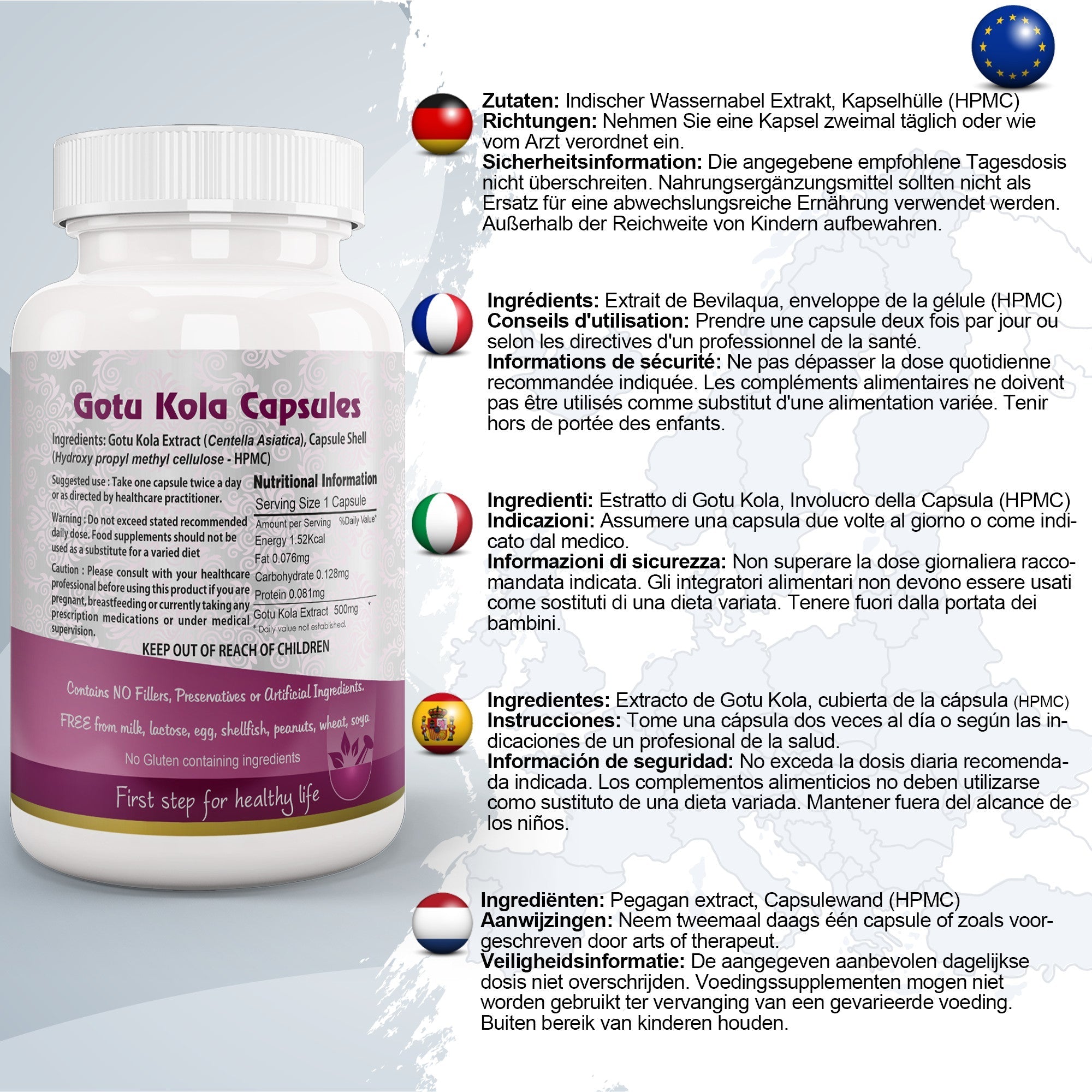 Aushadh Gotukola Capsules (Centella) Memory & Skin Support - Vegan, Gluten Free, Non-GMO, 60 Capsules
