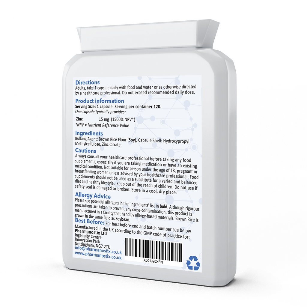 Zinc Citrate 15mg 120 Capsules