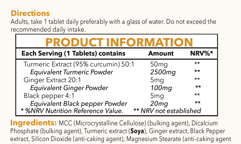 Turmeric 2500mg with Black Pepper & Ginger, Curcumin 95%, 120 Vegan Tablet