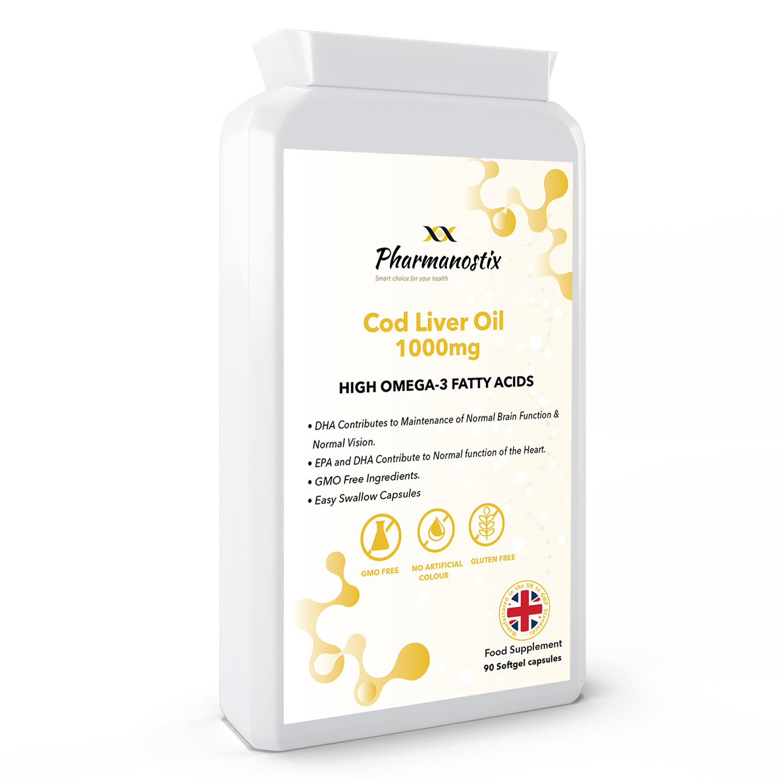 Cod Liver Oil Supplement (1000mg) - 90 Soft Gel Capsules