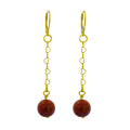 Brown Goldstone and Yellow Gold Vermeil Earrings, Heart Chain Earrings, Bloom Collection  | by nlanlaVictory