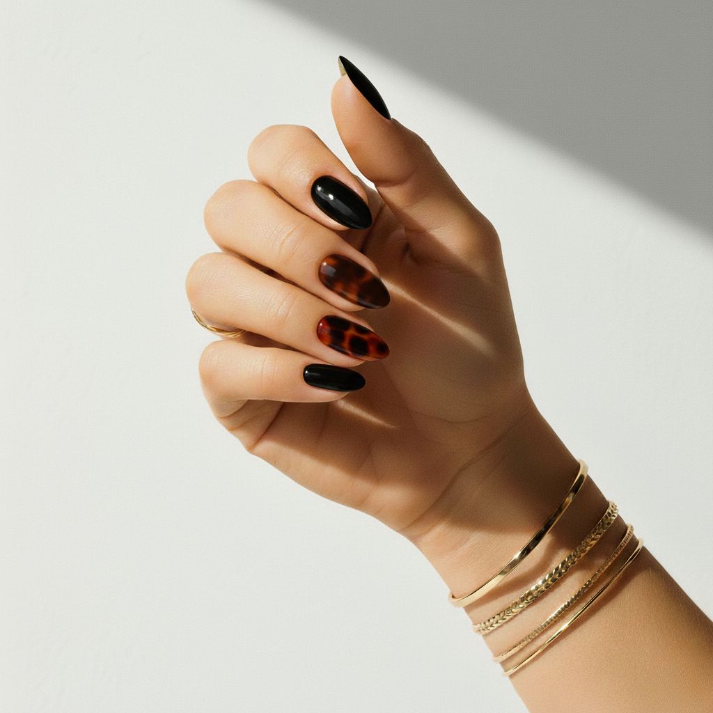 Tortoiseshell Noir (Non-UV Nail Wraps)